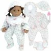 TeamsonUS Sophia's 5 Piece Floral Print Baby Doll And Bottle Set For 15'' Dolls, White/Pink