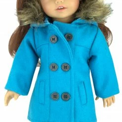 TeamsonUS Sophia's 3 Piece Winter Set Includes Fur Trimmed Pea Coat, Animal Print Leggings And Boots For 18