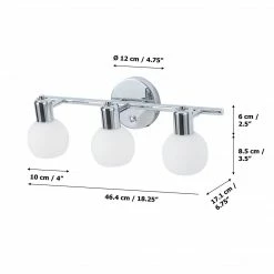 TeamsonUS Teamson Home Bathroom Vanity Triple Sconce Light With 3 Frosted Shades, Chrome Fixture