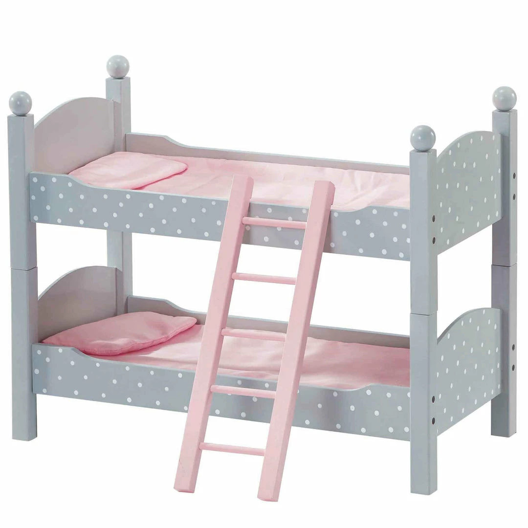 TeamsonUS Kids Olivia's Little World Polka Dots Princess Double Bunk Bed For 18" Dolls, Gray