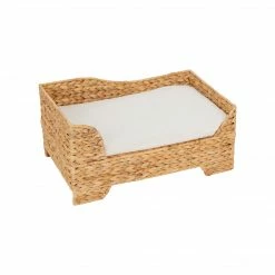 TeamsonUS Teamson Pets Neith Wicker Seagrass Pet Cat Or Small Dog Daybed, Tan/Cream