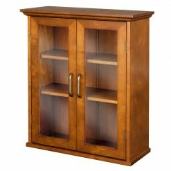 TeamsonUS Teamson Home Avery Wooden 2 Door Wall Cabinet With Storage, Oiled Oak