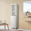 TeamsonUS Teamson Home Newport Contemporary Wooden Linen Tower Storage Cabinet With Open Shelves, White
