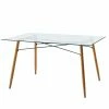 TeamsonUS Teamson Home Minimalist Glass Top Dining Table With Wood Base, Natural