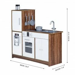 TeamsonUS Teamson Kids Little Chef Palm Springs Classic Kids Play Kitchen With Accessories, Natural/White