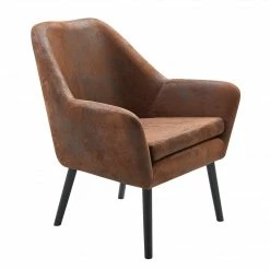 TeamsonUS Teamson Home Divano Armchair With Aged Fabric And Solid Wood Legs, Brown