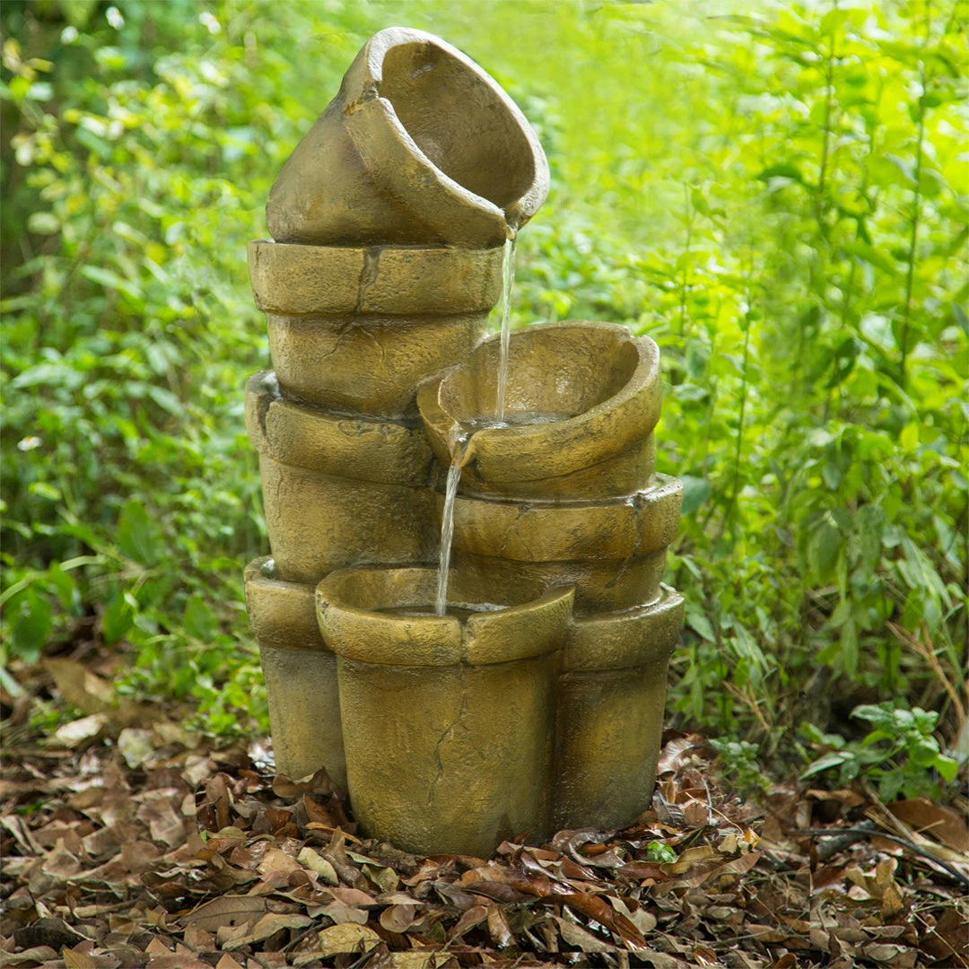 TeamsonUS Teamson Home Stacked Pots Outdoor Garden Fountain
