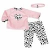 TeamsonUS Sophia's 3 Piece Velour Dalmatian Print Set For 15" Dolls, Pink/Black Kids