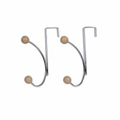 TeamsonUS Home Single Hook Over The Door Hanger Pack Of 2 With Mocha Porcelain Ball Chrome Finish
