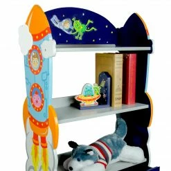 TeamsonUS Fantasy Fields Kids Wooden Outer Space Bookshelf With Drawer, Blue