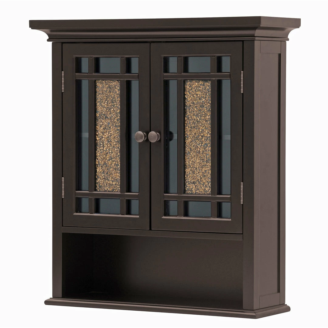 TeamsonUS Teamson Home Windsor Removable Wooden Wall Cabinet With Glass Mosaic Doors, Dark Espresso