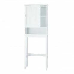 TeamsonUS Teamson Home Newport Contemporary Wooden Over-the-Toilet Storage Cabinet With Shelves, White