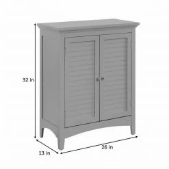 TeamsonUS Teamson Home Glancy Wooden Floor Cabinet With Shutter Doors And Adjustable Shelves, Gray New
