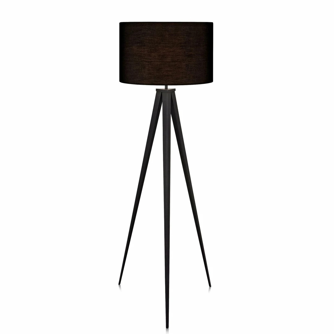 TeamsonUS Teamson Home Romanza 60" Postmodern Tripod Floor Lamp With Drum Shade, Matte Black