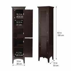 TeamsonUS Teamson Home Glancy Wooden Tall Tower Cabinet With Storage, Dark Brown