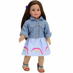 TeamsonUS Kids Sophia's Rainbow Shirt And Striped Skirt For 18