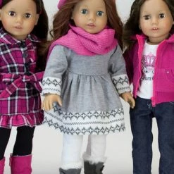 TeamsonUS Sophia's Doll Dress, Leggings, Hat, And Scarf Set For 18