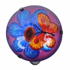 TeamsonUS Teamson Home Outdoor Butterfly Fusion Glass Solar Powered LED Light Stake, Purple