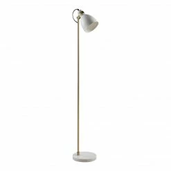 TeamsonUS Teamson Home Quincy Modern Monopod Floor Lamp With Antique Brass Finish, White
