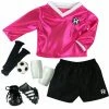 TeamsonUS Kids Sophia's 6 Piece Soccer Uniform Outfit Set For 18'' Dolls, Fuchsia