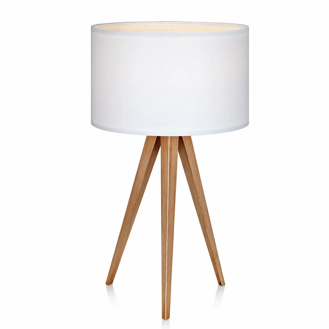TeamsonUS Teamson Home Romanza 20.07" Postmodern Tripod Table Lamp With Drum Shade, Natural/White