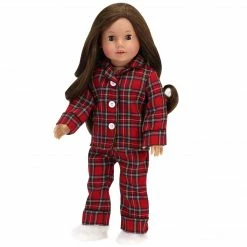 TeamsonUS Kids Sophia's Red Flannel Pajamas And Slippers Set For 18