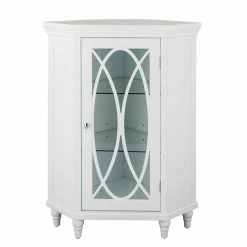 TeamsonUS Teamson Home Florence Corner Wooden Floor Cabinet With Adjustable Shelves, Natural