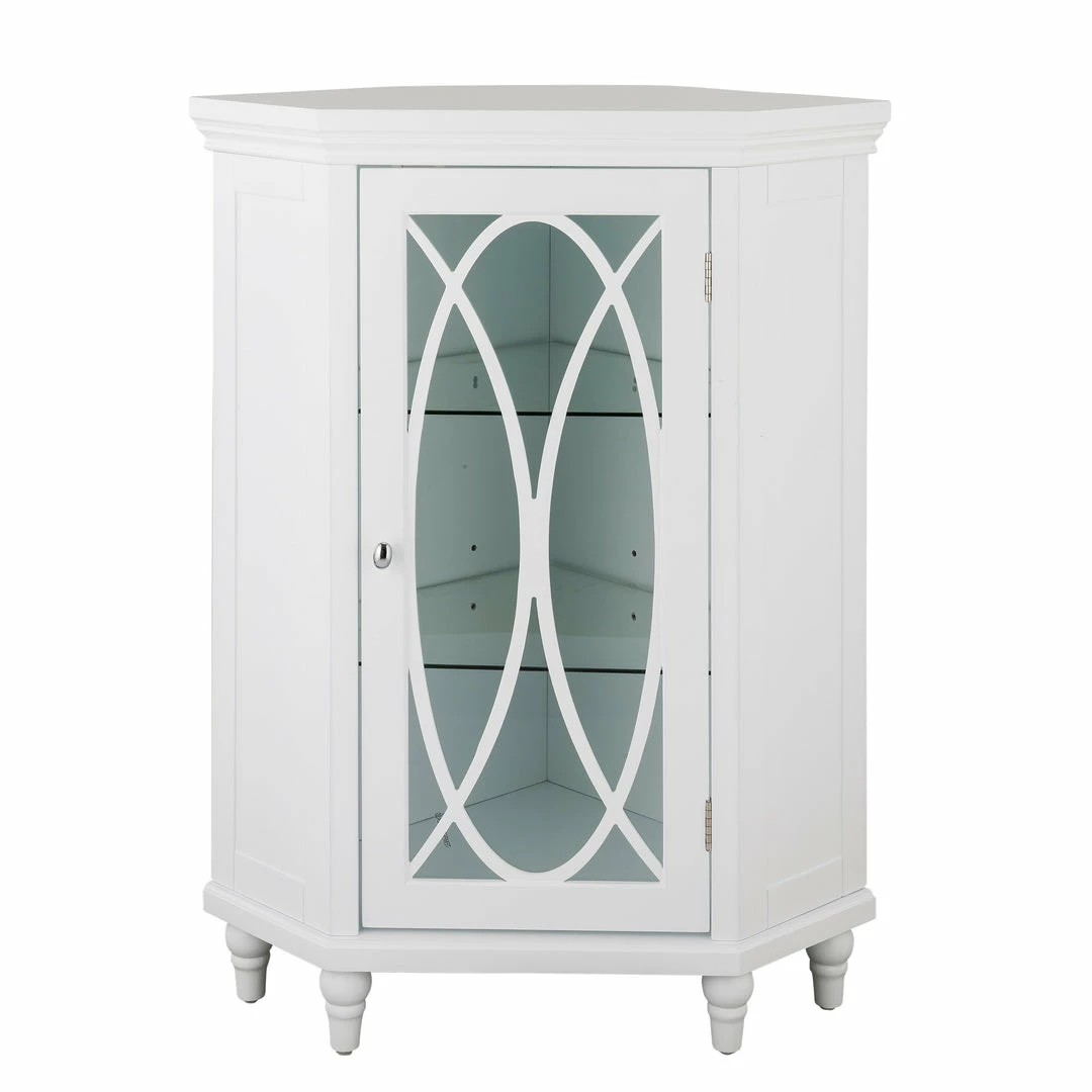 TeamsonUS Teamson Home Florence Corner Wooden Floor Cabinet With Adjustable Shelves, Natural