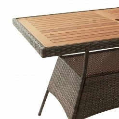 TeamsonUS Teamson Home Outdoor 5 Piece Rattan And Acacia Wood Patio Dining Set With Four Chairs And Table, Brown