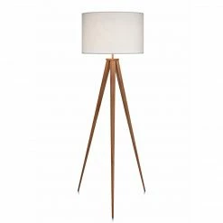TeamsonUS Teamson Home Romanza 60" Postmodern Tripod Floor Lamp With Drum Shade, Natural/White