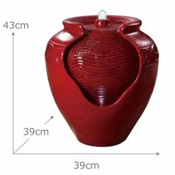 TeamsonUS Teamson Home Outdoor Glazed Pot Floor Fountain With LED Lights, Red