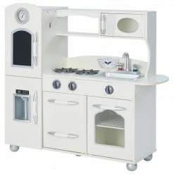 TeamsonUS Teamson Kids Little Chef Westchester Retro Kids Kitchen Playset, Ivory