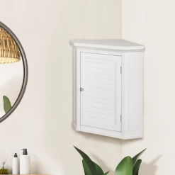 TeamsonUS Teamson Home Glancy Wooden Corner Wall Cabinet With Shutter Door, White