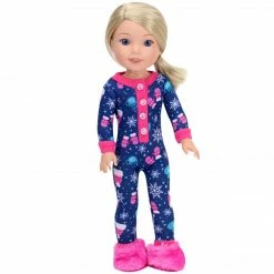 TeamsonUS Sophia's One Piece Winter Pajamas And Slippers For 14.5