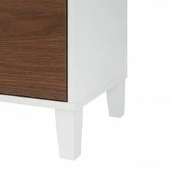 TeamsonUS Teamson Home Tyler Modern Wooden Floor Storage Cabinet With Drawer, Walnut/White