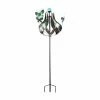 TeamsonUS Teamson Home Outdoor Solar Tulip And Butterfly Kinetic Windmill Sculpture With LED Light, Teal