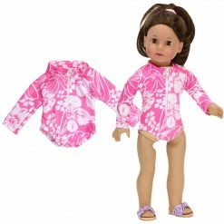 TeamsonUS Kids Sophia's Hawaiian Print Long Sleeve Rash Guard Swimsuit For 18