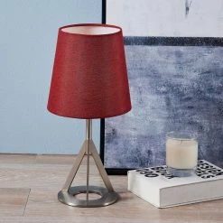 TeamsonUS Teamson Home Aria 15" Modern Table Lamp With Round Shade, Brass/Red