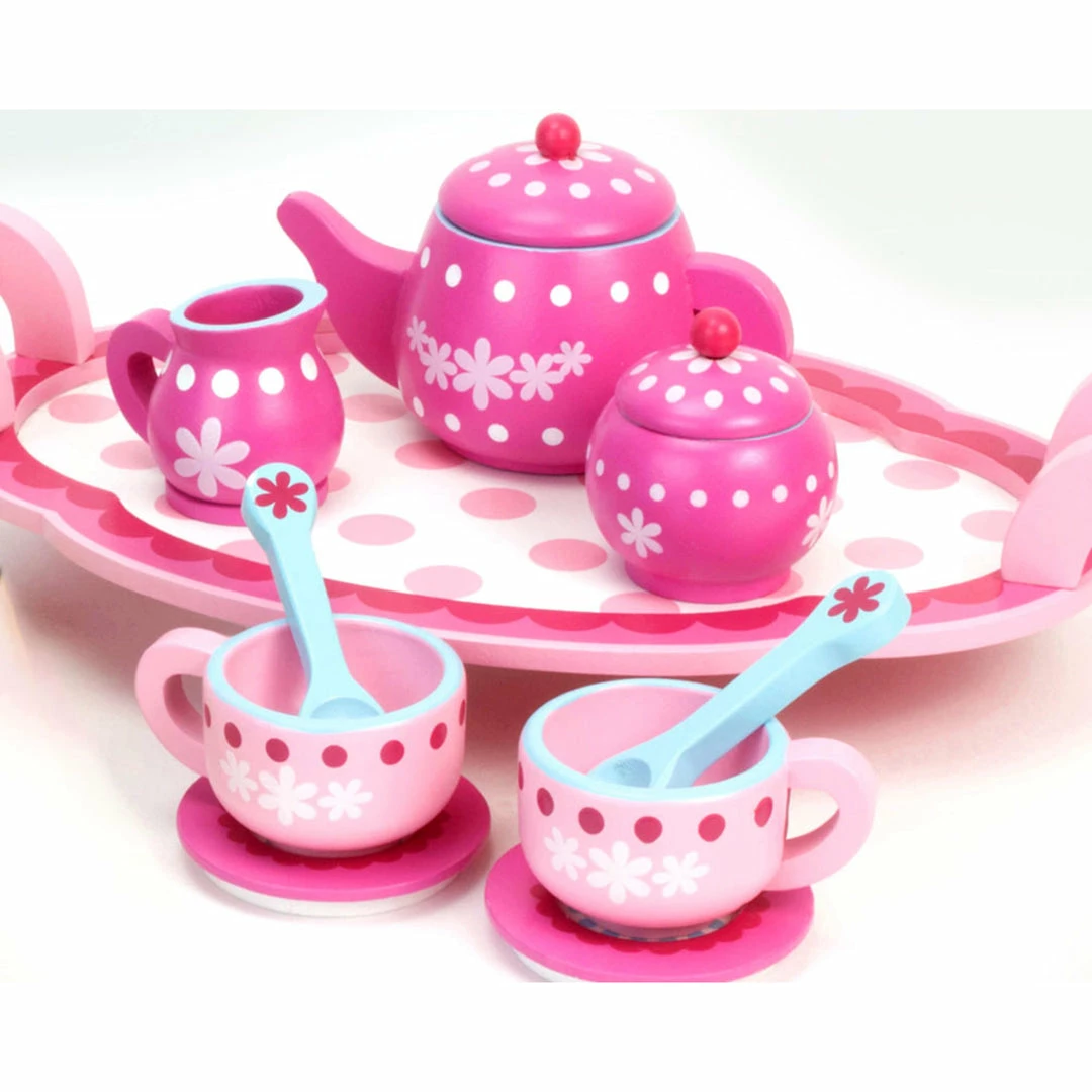 TeamsonUS Sophia's 10 Piece Wooden Tea Party Set, Pink