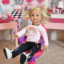 TeamsonUS Sophia's Salon Chair With Adjustable Height And Quilted Set For 18" Dolls, Hot Pink Kids