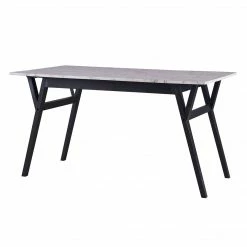 TeamsonUS Teamson Home Ashton Rectangular Marble-Look Dining Table With Wood Base, Marble/Black