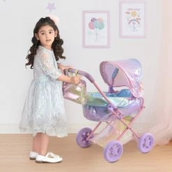 TeamsonUS Olivias Little World Magical Dreamland Deluxe Baby Doll Stroller And Carrier, Iridescent