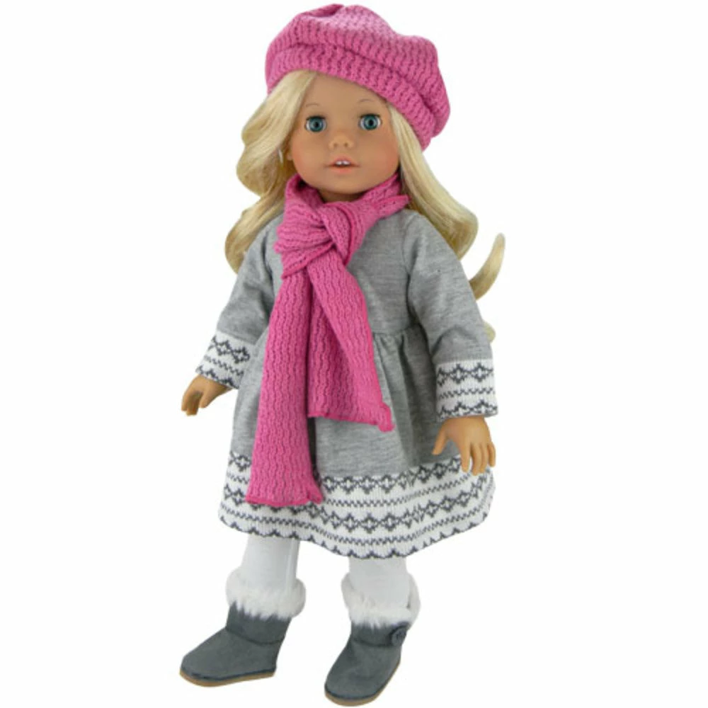 TeamsonUS Sophia's Doll Dress, Leggings, Hat, And Scarf Set For 18" Dolls Kids