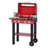 TeamsonUS Teamson Kids Little Helper Wooden Backyard BBQ Grill Playset With 26 Cooking Accessories, Red/Black
