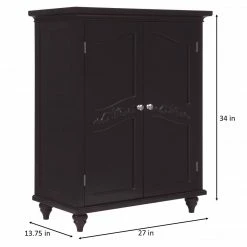 TeamsonUS Teamson Home Versailles Wooden Floor Cabinet With 2 Shelves, Dark Espresso