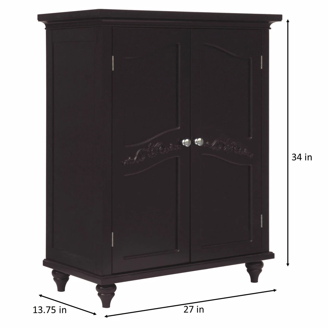 TeamsonUS Teamson Home Versailles Wooden Floor Cabinet With 2 Shelves, Dark Espresso