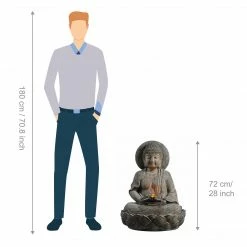 TeamsonUS Teamson Home Buddha Outdoor Waterfall Fountain With LED Lights, Gray