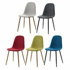 TeamsonUS Teamson Home Minimalist Dining Chair With Wood Grain Metal Legs, Set Of 2, Natural/Light Gray