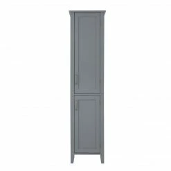 TeamsonUS Teamson Home Mercer Mid Century Modern Linen Tower Storage Cabinet With Two Doors, Gray