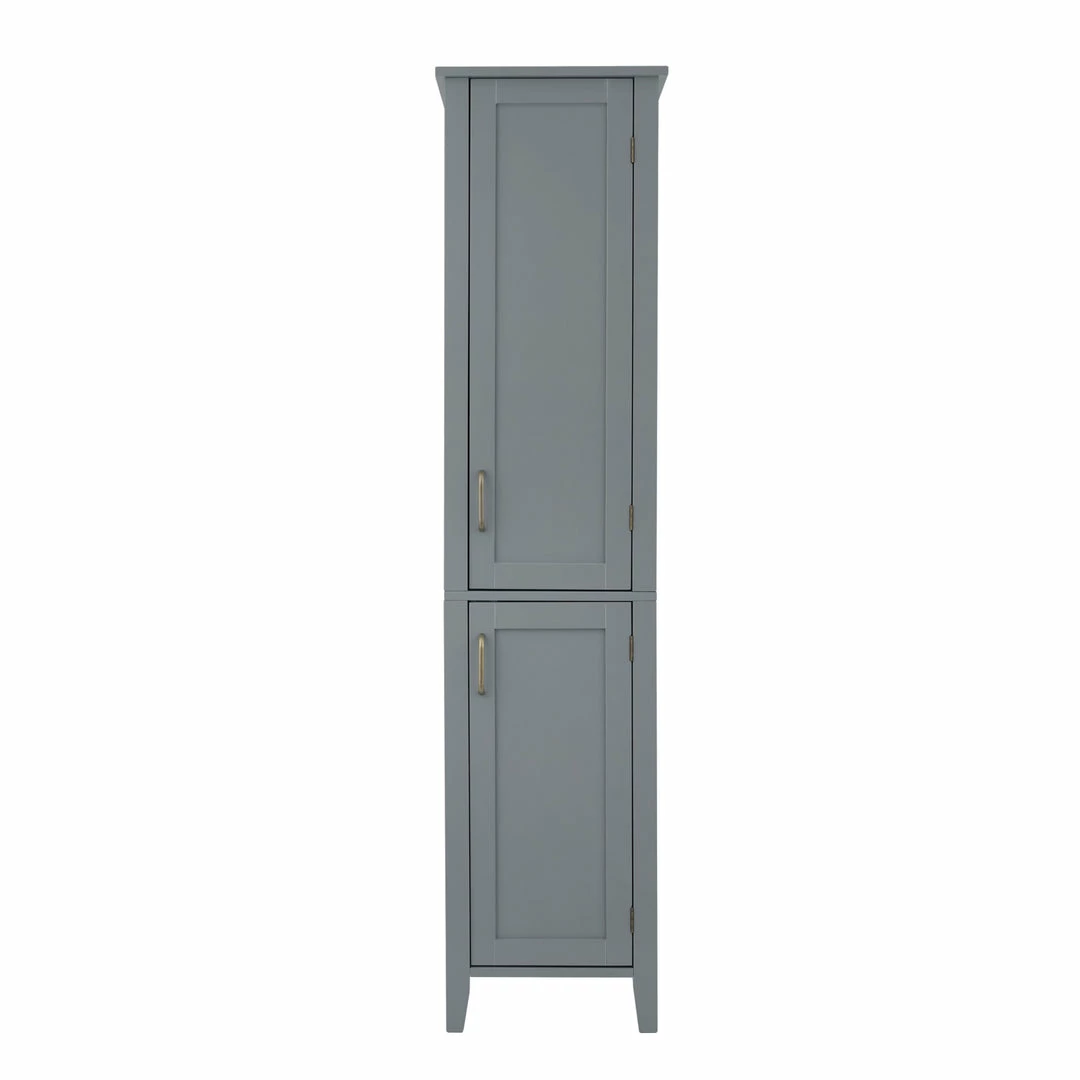 TeamsonUS Teamson Home Mercer Mid Century Modern Linen Tower Storage Cabinet With Two Doors, Gray